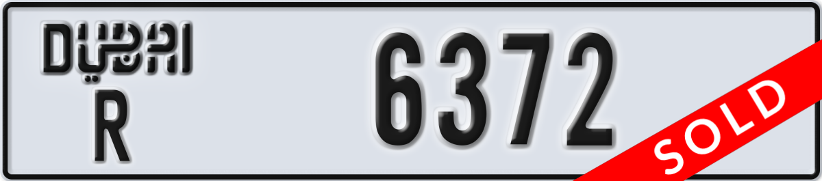 dubai License Plate Number 6372 Code R