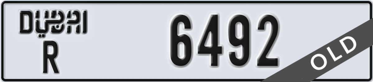 dubai License Plate Number 6492 Code R