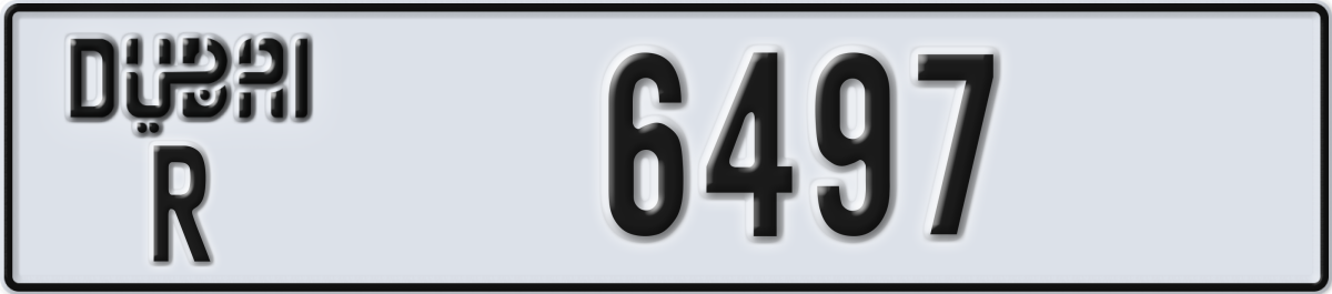 dubai License Plate Number 6497 Code R