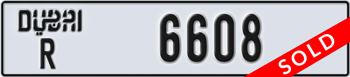 dubai License Plate Number 6608 Code R