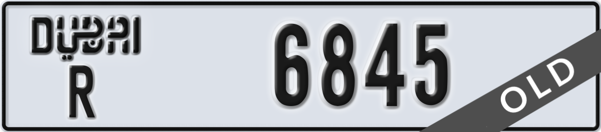 dubai License Plate Number 6845 Code R