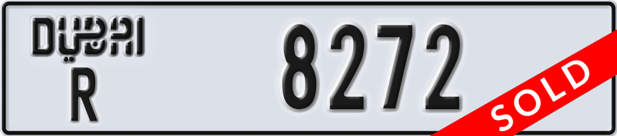 dubai License Plate Number 8272 Code R