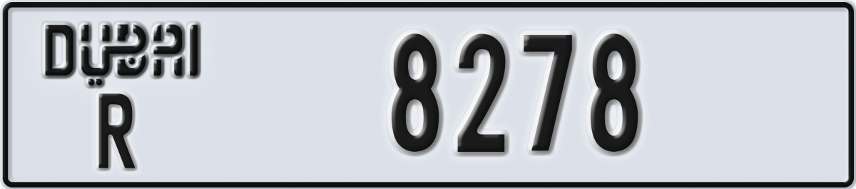 dubai License Plate Number 8278 Code R