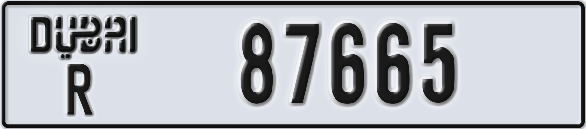 dubai License Plate Number 87665 Code R