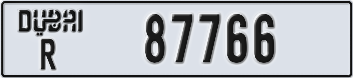 dubai License Plate Number 87766 Code R