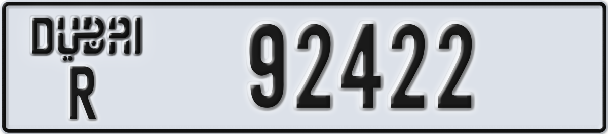 dubai License Plate Number 92422 Code R