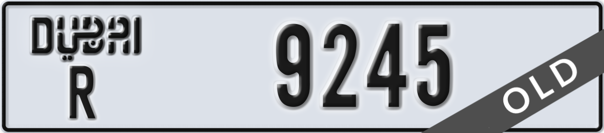 dubai License Plate Number 9245 Code R