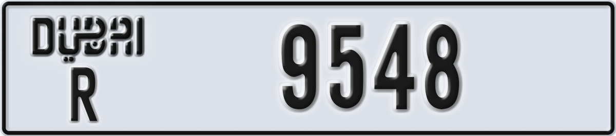 dubai License Plate Number 9548 Code R