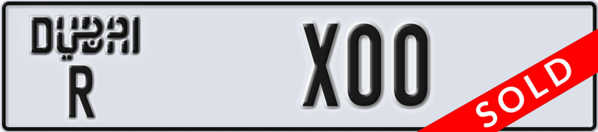 dubai License Plate Number X00 Code R