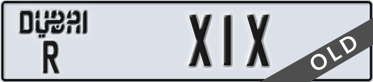 dubai License Plate Number X1X Code R
