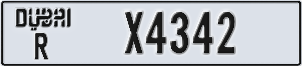dubai License Plate Number X4342 Code R