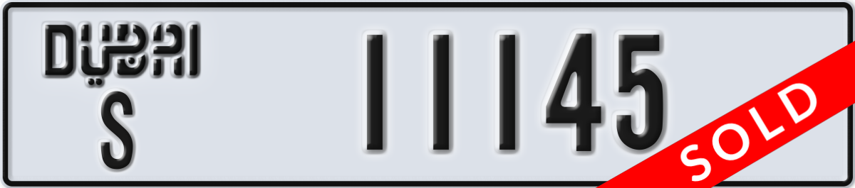 dubai License Plate Number 11145 Code S