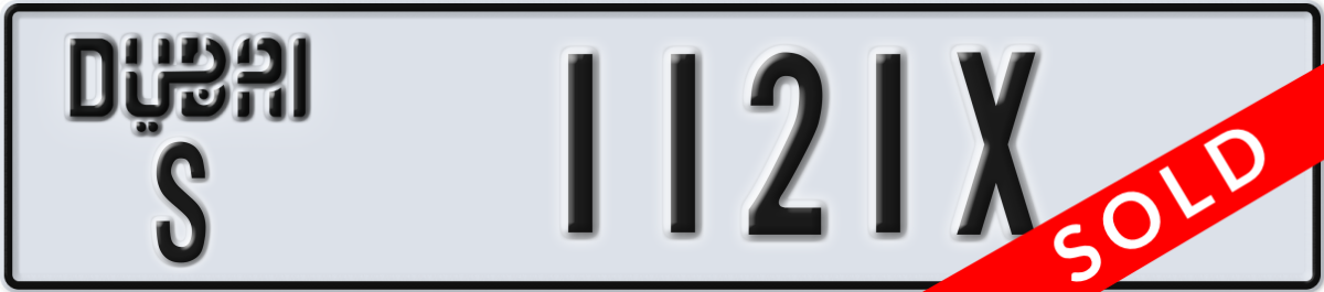 dubai License Plate Number 1121X Code S