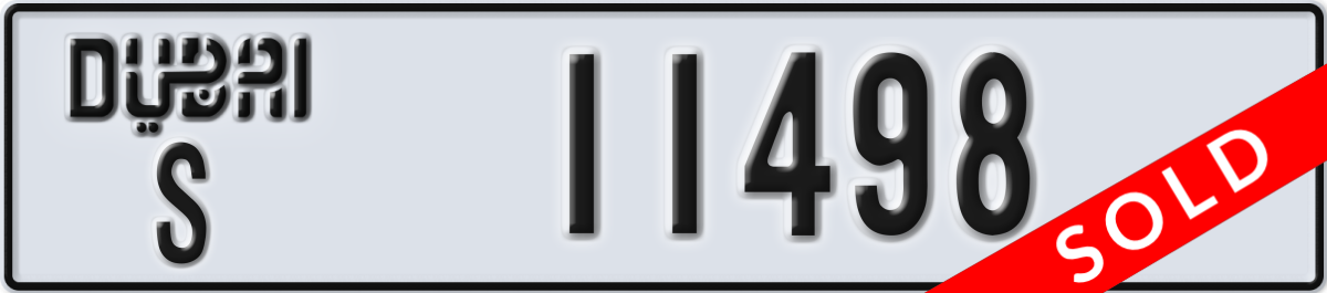 dubai License Plate Number 11498 Code S