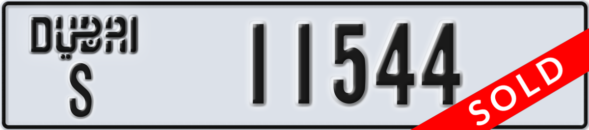 dubai License Plate Number 11544 Code S