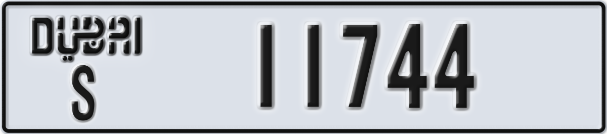 dubai License Plate Number 11744 Code S
