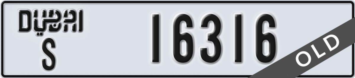 dubai License Plate Number 16316 Code S
