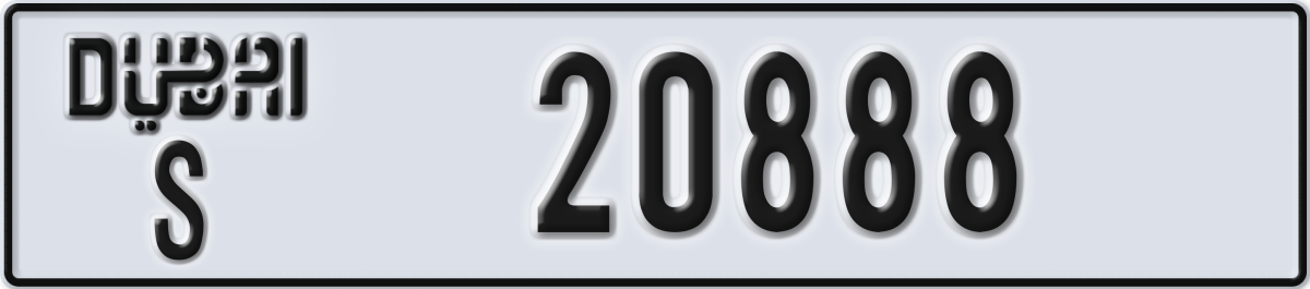 dubai License Plate Number 20888 Code S