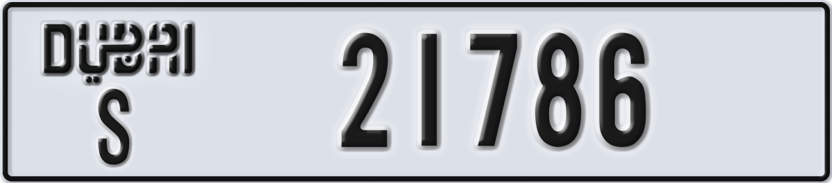 dubai License Plate Number 21786 Code S