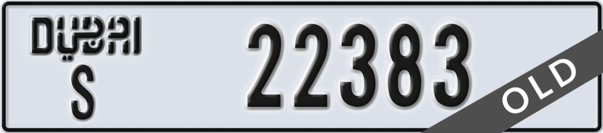 dubai License Plate Number 22383 Code S