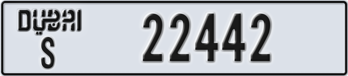dubai License Plate Number 22442 Code S
