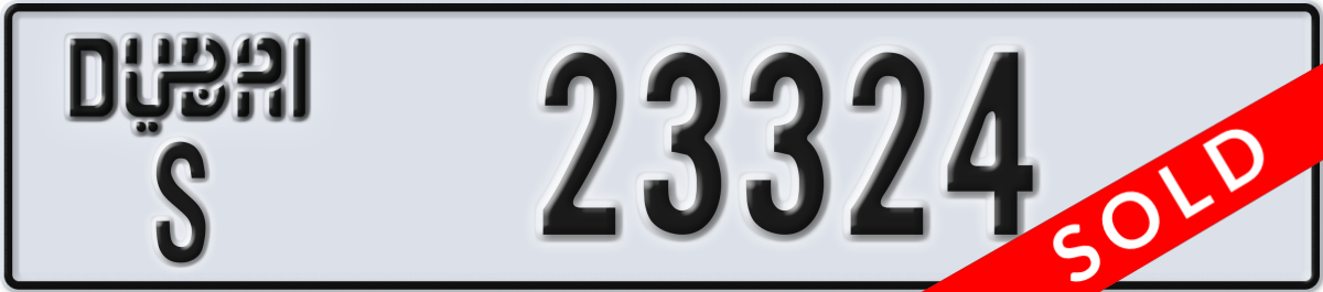 dubai License Plate Number 23324 Code S