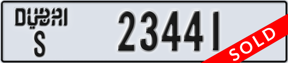 dubai License Plate Number 23441 Code S