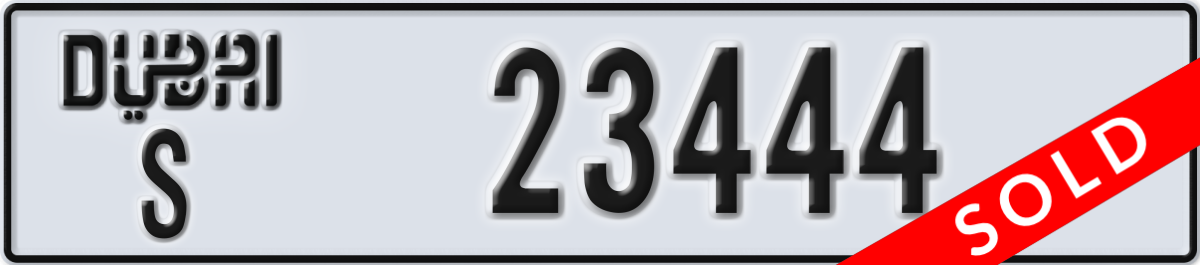 dubai License Plate Number 23444 Code S