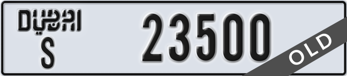 dubai License Plate Number 23500 Code S