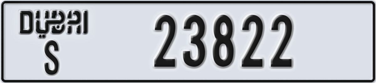 dubai License Plate Number 23822 Code S
