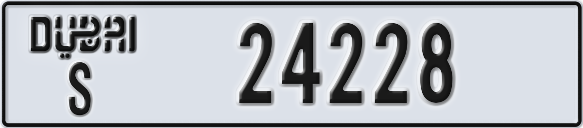 dubai License Plate Number 24228 Code S