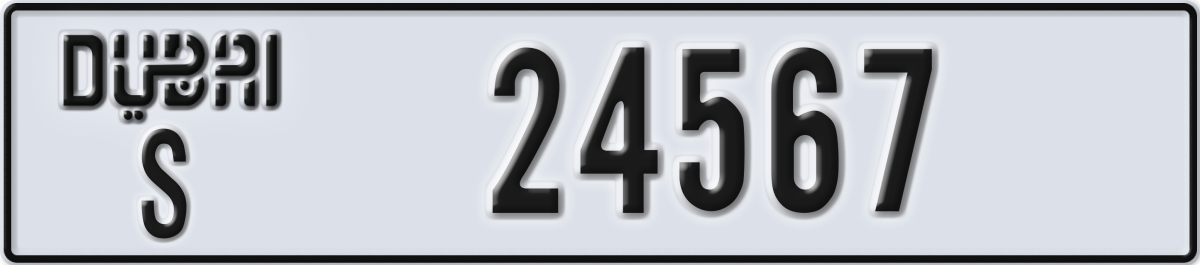 dubai License Plate Number 24567 Code S