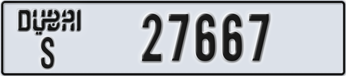 dubai License Plate Number 27667 Code S