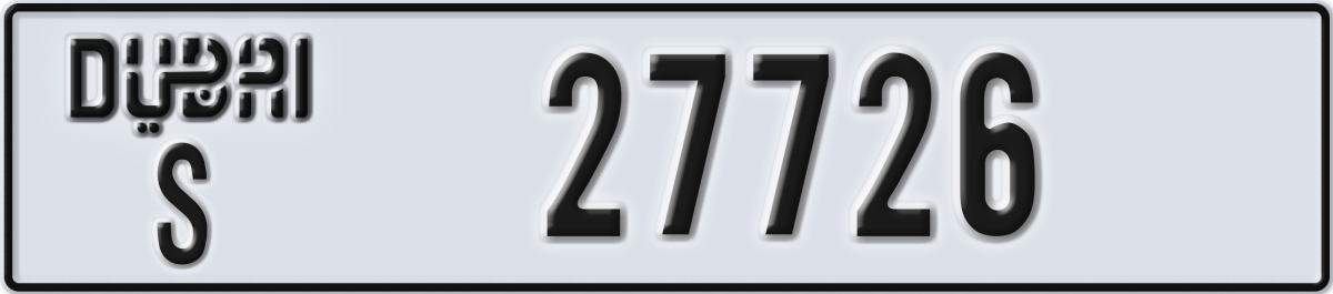 dubai License Plate Number 27726 Code S