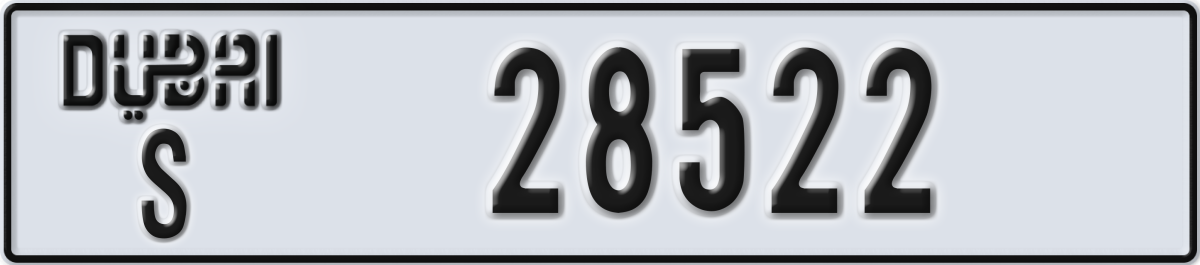 dubai License Plate Number 28522 Code S