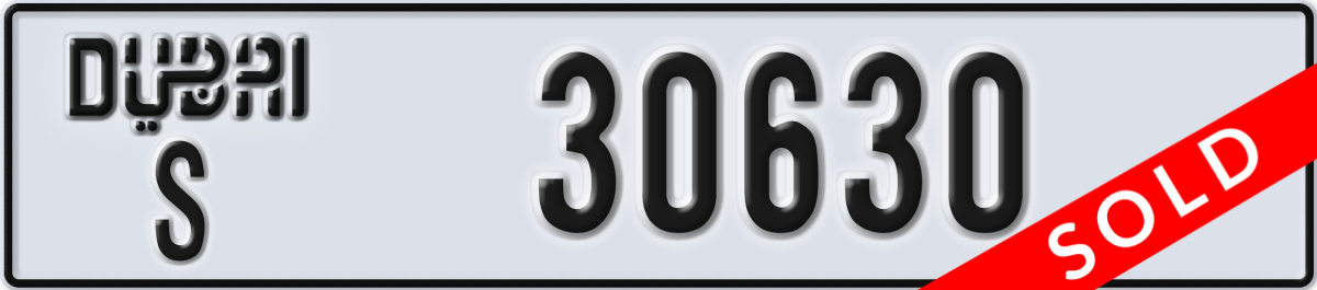 dubai License Plate Number 30630 Code S