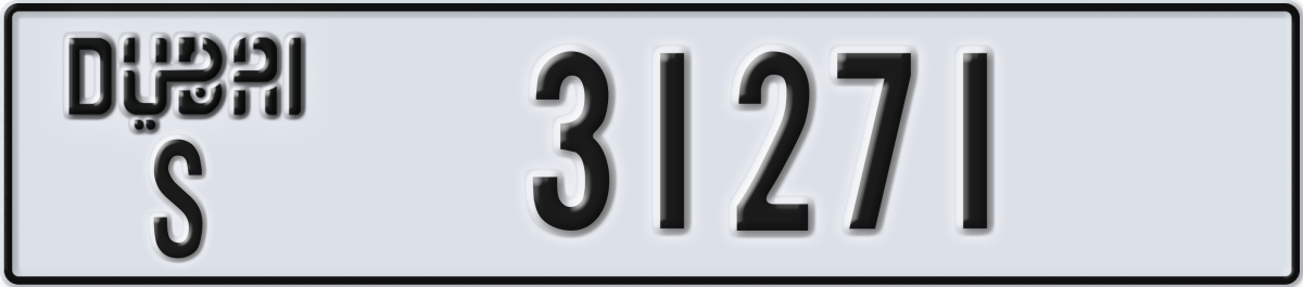 dubai License Plate Number 31271 Code S