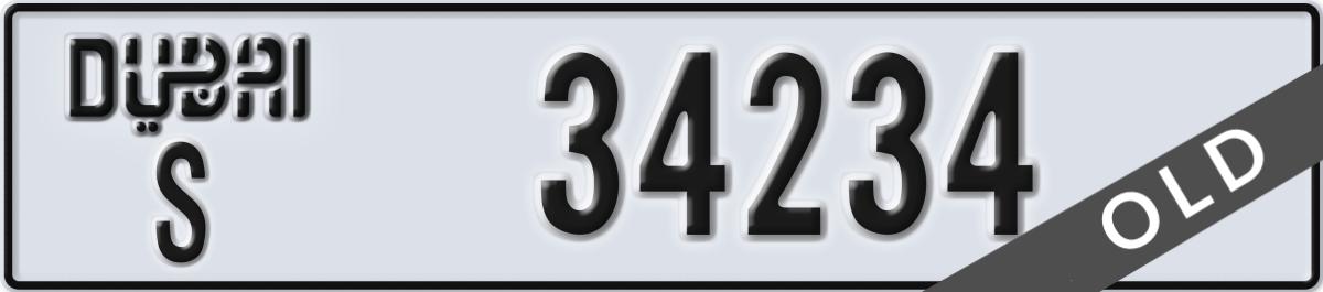 dubai License Plate Number 34234 Code S