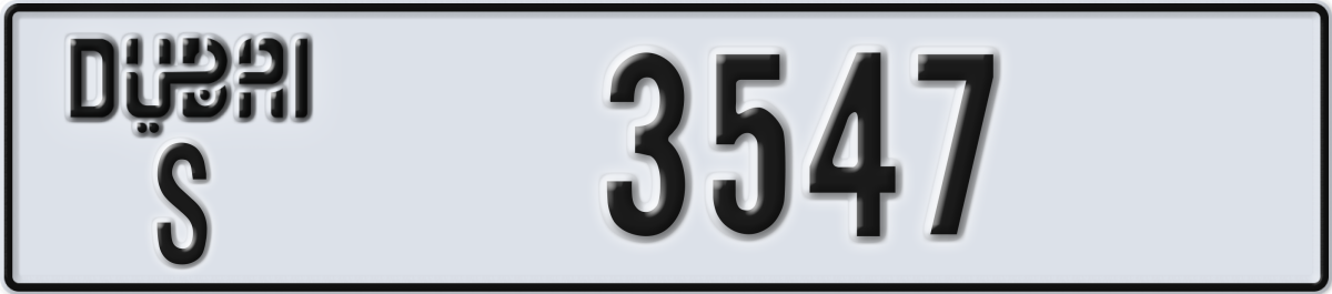 dubai License Plate Number 3547 Code S
