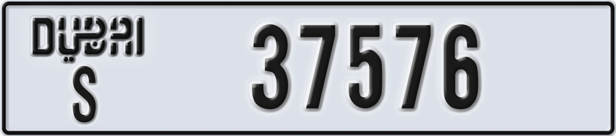 dubai License Plate Number 37576 Code S
