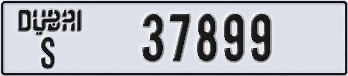 dubai License Plate Number 37899 Code S