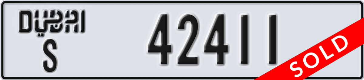 dubai License Plate Number 42411 Code S