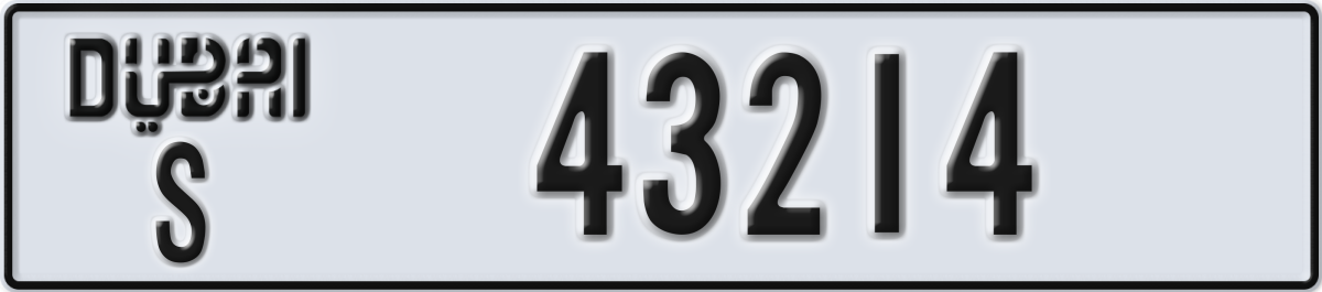 dubai License Plate Number 43214 Code S