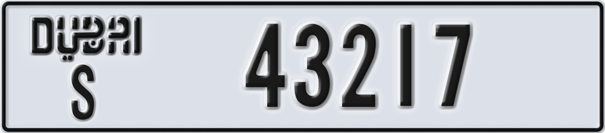 dubai License Plate Number 43217 Code S