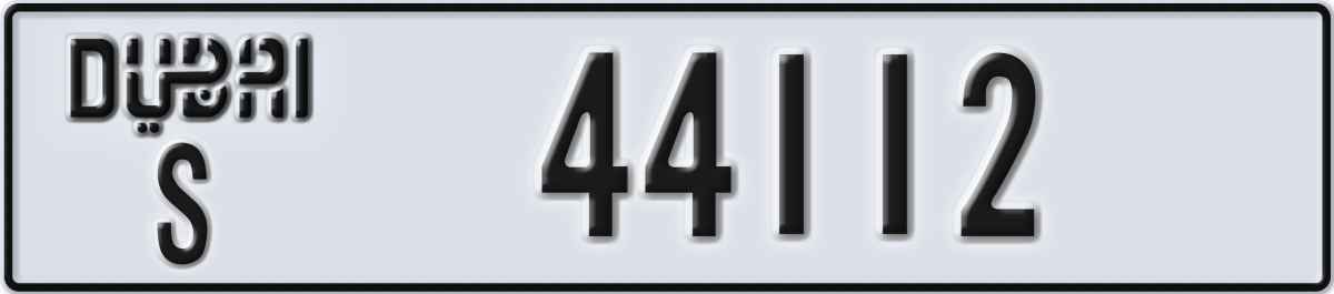 dubai License Plate Number 44112 Code S