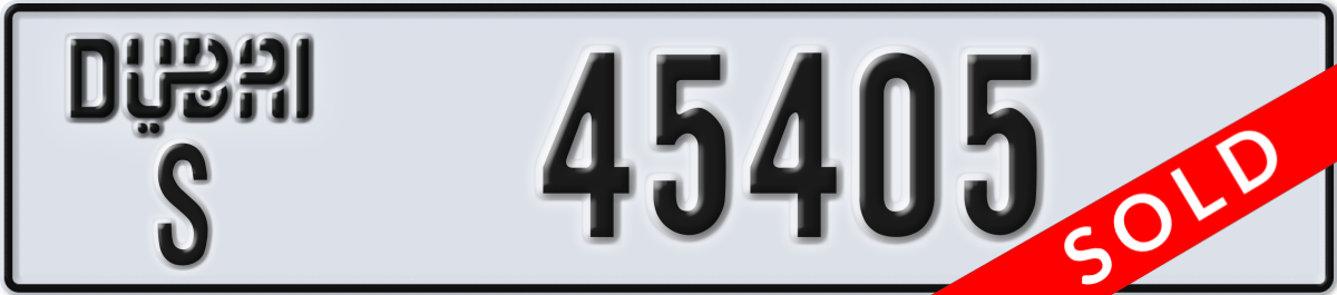 dubai License Plate Number 45405 Code S