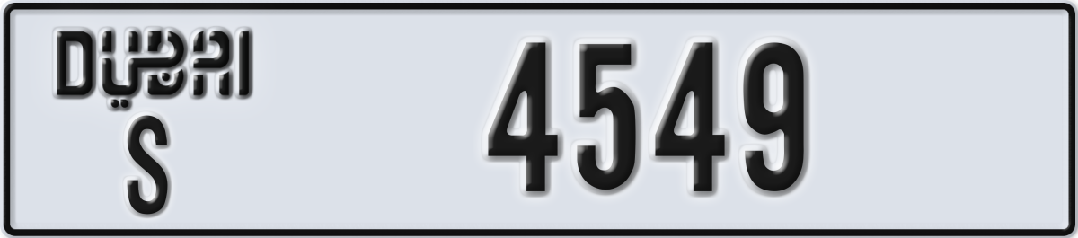 dubai License Plate Number 4549 Code S