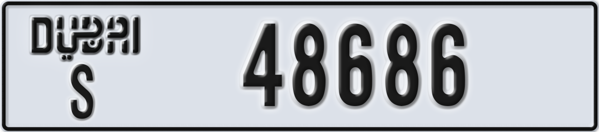 dubai License Plate Number 48686 Code S
