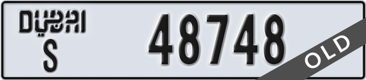 dubai License Plate Number 48748 Code S