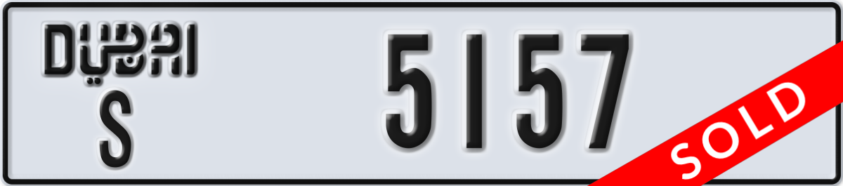 dubai License Plate Number 5157 Code S